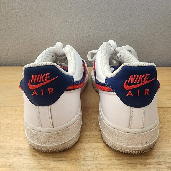 Nike Air Force 1 Chenille Red White Blue Swoosh 823511-106 Youth Size 6.5Y - Picture 4 of 12